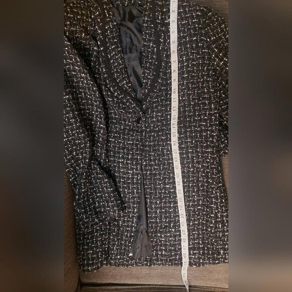 Old Money Tweed Longline Blazer Crochet Trim Detail Quiet Luxury Jacket - Picture 11 of 14